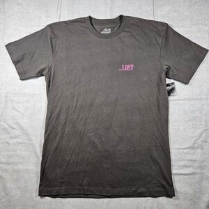 Lost Enterprises Mens Large T-Shirt Charcoal Grey Blue Waterfall Skull Graphic L